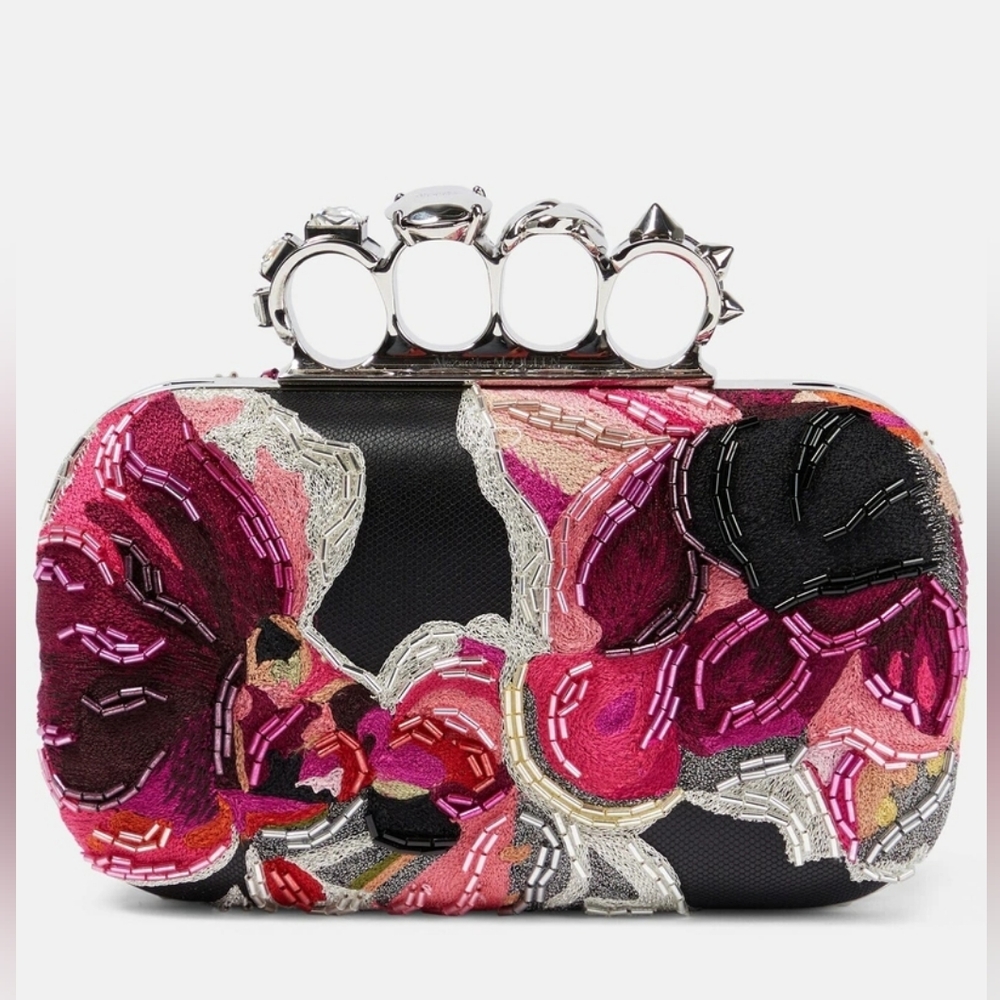 Alexander McQueen Four Ring embroiderd clutch NWT